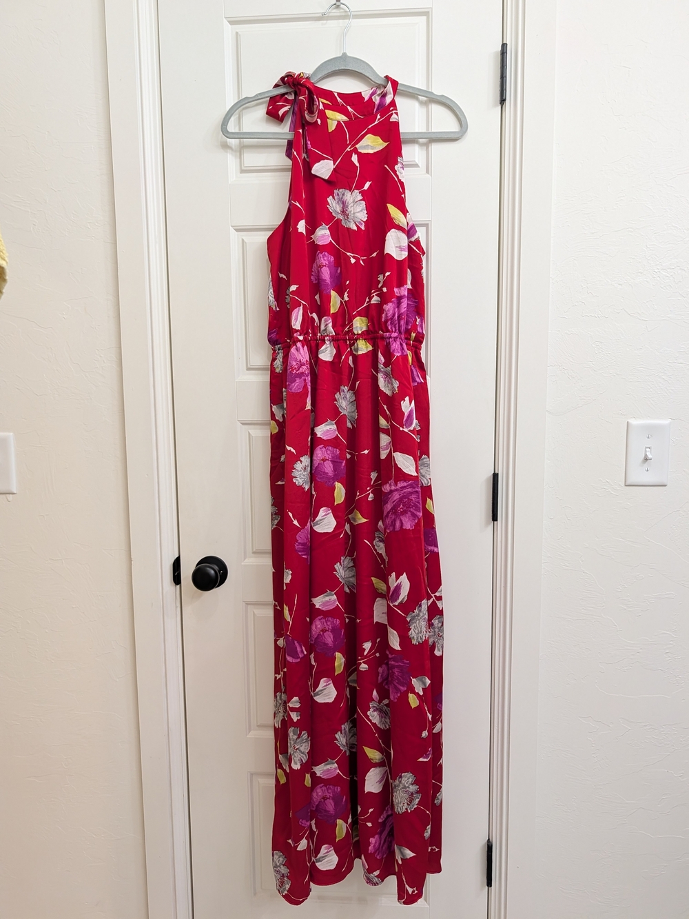 Banana Republic Red Floral Halter Maxi Dress